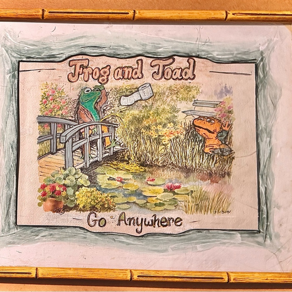 Frog and Toad (flipped thrift shop painting)